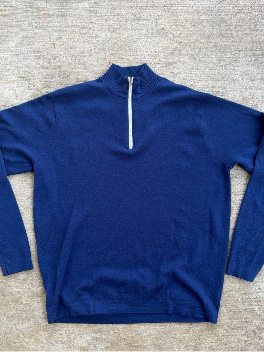 Peter Millar Men L Wool Blend Blue 1/4 Zip Sweater “Conway Farms Golf Club” Logo